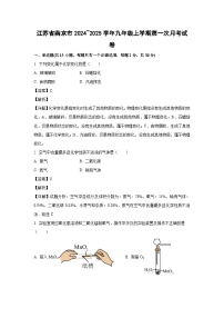 2024~2025学年江苏省南京市九年级(上)第一次月考化学试卷(解析版)