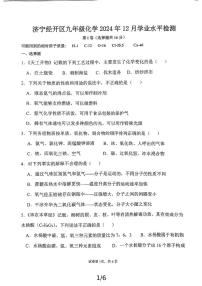 山东省济宁市高新技术产业开发区2024-2025学年九年级上学期12月学业质量检测化学试题