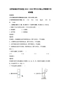 江苏省南京市玄武区2024--2025学年九年级(上)期中考试化学试卷(解析版)