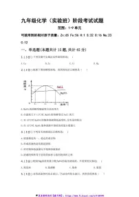 2024～2025学年河北省邯郸市第十三中学九年级(上)(实验班)阶月考试化学试卷(含答案)