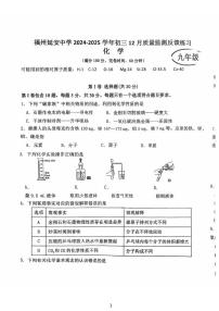 福建省福州市延安中学2024-2025学年九年级上学期12月月考化学试卷