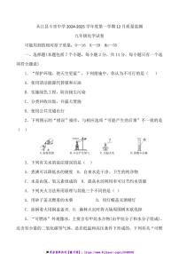 2024～2025学年贵州省黔东南州从江县斗里中学12月考九年级上化学试卷(含答案)
