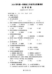 2025年上海市闵行区初三 中考一模 化学试卷（原卷+参考答案)