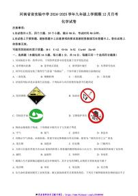 2024～2025学年河南省省实验中学九年级上期12月月考化学试卷(含答案)