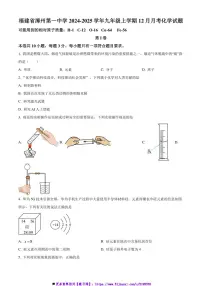 2024～2025学年福建省漳州第一中学九年级上12月月考化学试卷(含答案)