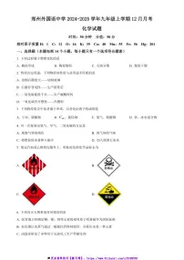 2024～2025学年河南省郑州市中原区郑州外国语中学九年级上12月月考化学试卷(含答案)