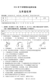 湖南省衡阳市常宁市2024-2025学年九年级上学期1月期末考试化学试题