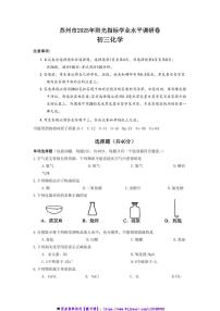 2024～2025学年江苏省苏州市六区期末考试九年级上化学试卷(含答案)
