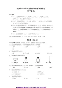 2024～2025学年江苏省苏州市六区期末考试九年级上化学试卷(含答案)