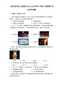 上海市崇明区九校联考2024-2025学年八年级上学期期中考试 化学试题（含解析）
