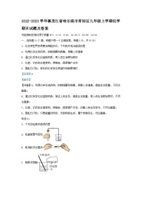2022-2023学年黑龙江省哈尔滨市香坊区九年级上学期化学期末试卷及答案