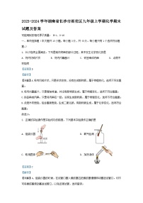 2023-2024学年湖南省长沙市雨花区九年级上学期化学期末试卷及答案