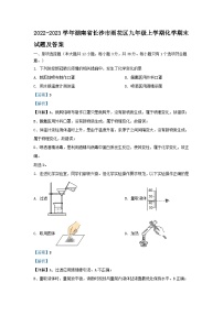 2022-2023学年湖南省长沙市雨花区九年级上学期化学期末试题及答案