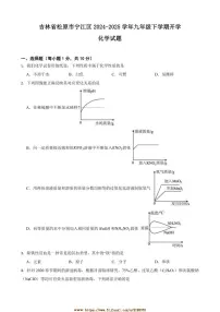 2024～2025学年吉林省松原市宁江区九年级下开学化学试卷(含答案)