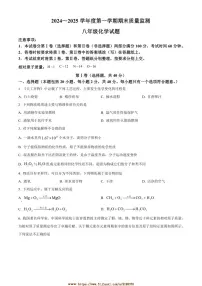 2024～2025学年山东省泰安市宁阳县八年级上期末化学试卷(含答案)