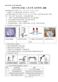 2025年哈尔滨市风华中学九年级下学期开学化学试卷和参考答案