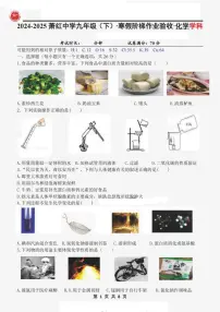 2025年哈尔滨市萧红中学九年级下学期开学化学试卷和参考答案