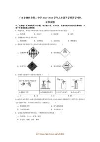 2024～2025学年广东省惠州市第二中学九年级下开学考试化学试卷(含答案)
