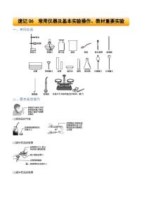 速记06 常用仪器及基本实验操作、教材重要实验-2025年中考化学一轮复习知识清单（全国通用）