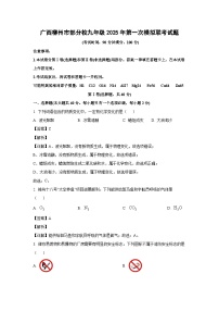 广西柳州市部分校九年级2025年第一次模拟联考化学试卷（解析版）