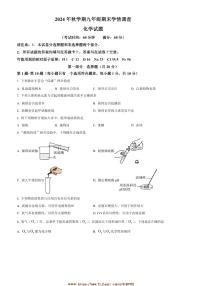 2024～2025学年江苏省泰州市泰兴市九年级上1月期末化学试卷(含答案)