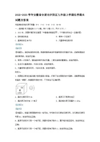 2022-2023学年安徽省合肥市庐阳区九年级上学期化学期末试题及答案