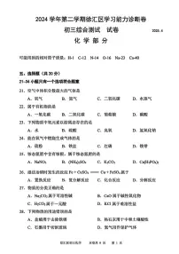 2025届上海市徐汇区中考二模化学试卷（含答案与解析）