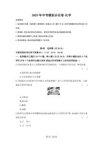 2025年中考模拟训练试题化学试卷含答案