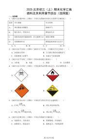 2025北京初三（上）期末真题化学汇编：燃料及其利用章节综合（选择题）