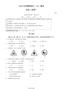 2024北京朝阳初三（上）期末化学试卷（含答案）
