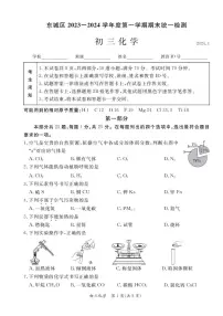 2024北京东城初三（上）期末化学试卷（含答案）