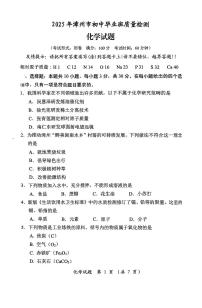 2025年福建省漳州市中考二检化学试题（含答案）