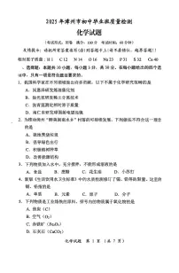 2025年福建省漳州市中考二检化学试题（含答案）