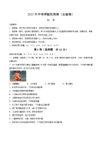 2025年中考押题预测卷：化学（安徽卷01）（考试版）