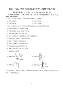 2025年济南市章丘区初三化学中考三模试题及其答案