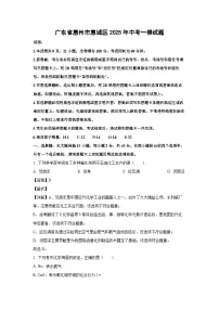 广东省惠州市惠城区2025年中考一模化学试题（解析版）