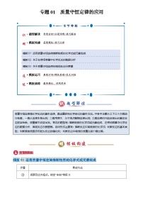 2025年中考化学专题复习练习专题01 质量守恒定律的应用(原卷版)