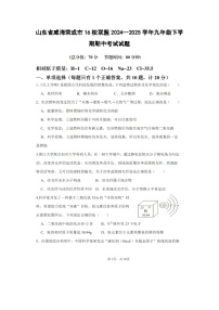 山东省威海荣成市16校联盟2024--2025学年九年级下学期期中考试化学试卷（扫描版）