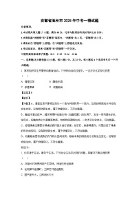 安徽省池州市2025年中考一模化学试卷（解析版）