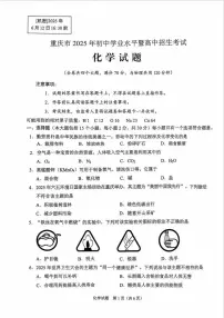 重庆市2025年初中学业水平考试化学试卷（含答案）