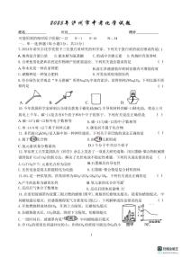 2025年四川省泸州市中考化学试题学业水平考试