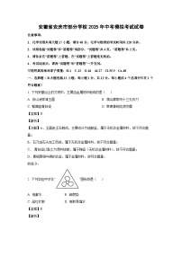 安徽省安庆市部分学校2025年中考模拟考试 化学试卷（解析版）