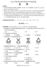2025年江苏省苏州市中考化学试题含标答