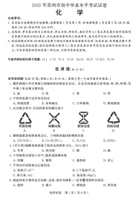 2025年江苏省苏州市中考化学试题含标答