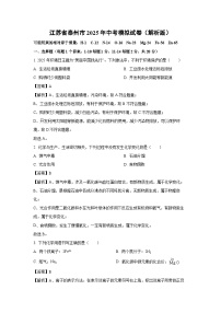 江苏省泰州市2025年中考模拟化学试卷（解析版）