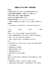 安徽省2025年中考第一次模考化学试卷（解析版）