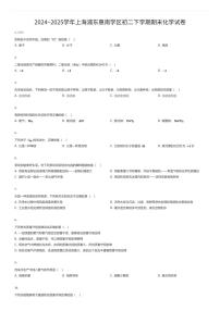 2024~2025学年上海浦东惠南学区初二下学期期末化学试卷（有答案解析）