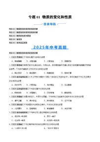 2025年中考化学真题分类汇编：专题01 物质的变化和性质（全国通用）（第01期）（原卷版）