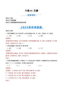 2025年中考化学真题分类汇编：专题05 元素（全国通用）（第01期）（解析版）