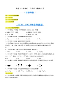 三年（2023-2025）中考化学真题分类汇编：专题12 化学式、化合价及相关计算（原卷版）